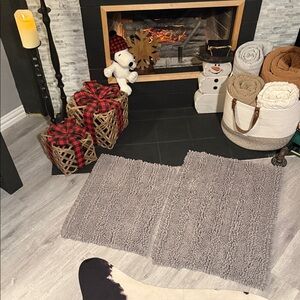 🩶Gray Bathroom Microfiber Rugs(Set:2)Super Soft🩶